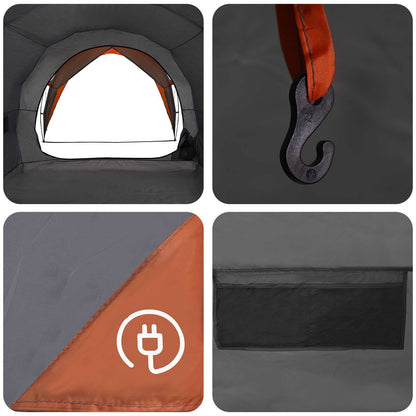 Detail van de oranje tentopening en haak voor verlichting in de vidaXL gezinstent.