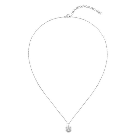 Zilverkleurige Hugo Boss ketting voor dames met elegante ronde hanger.