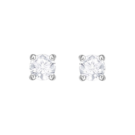 Swarovski oorbellen dames met heldere, ronde kristallen in een elegante, luxe setting.