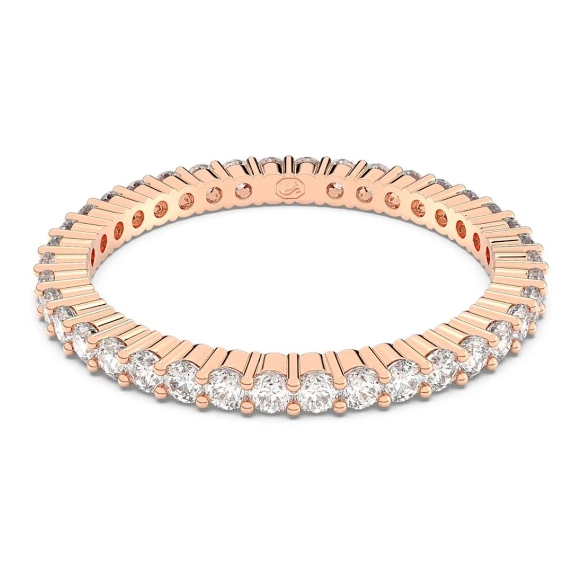 Swarovski armband in roze goud met elegante steentjes, vooraanzicht.