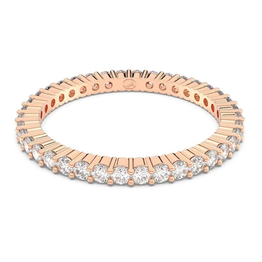 Swarovski armband in roze goud met elegante steentjes, vooraanzicht.