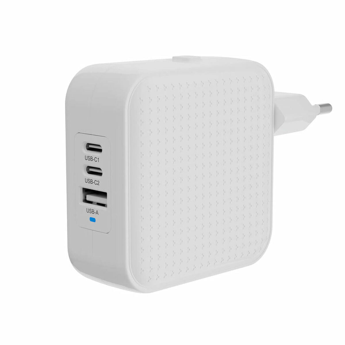Detail van de Hyper HJ1003WHWWGL oplader met dubbele USB-C poorten en een compacte vorm.