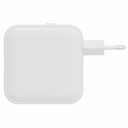 Bovenaanzicht van de witte Hyper HJ1003WHWWGL oplader met dubbele USB-C poorten.