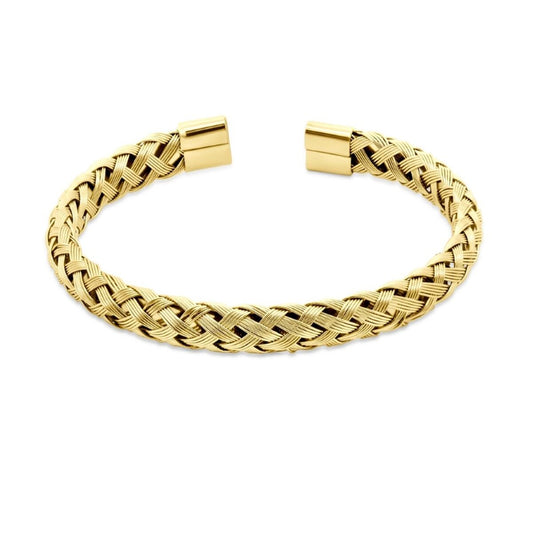 Gouden CO88 Collection armband met elegant gevlochten ontwerp, vooraanzicht.