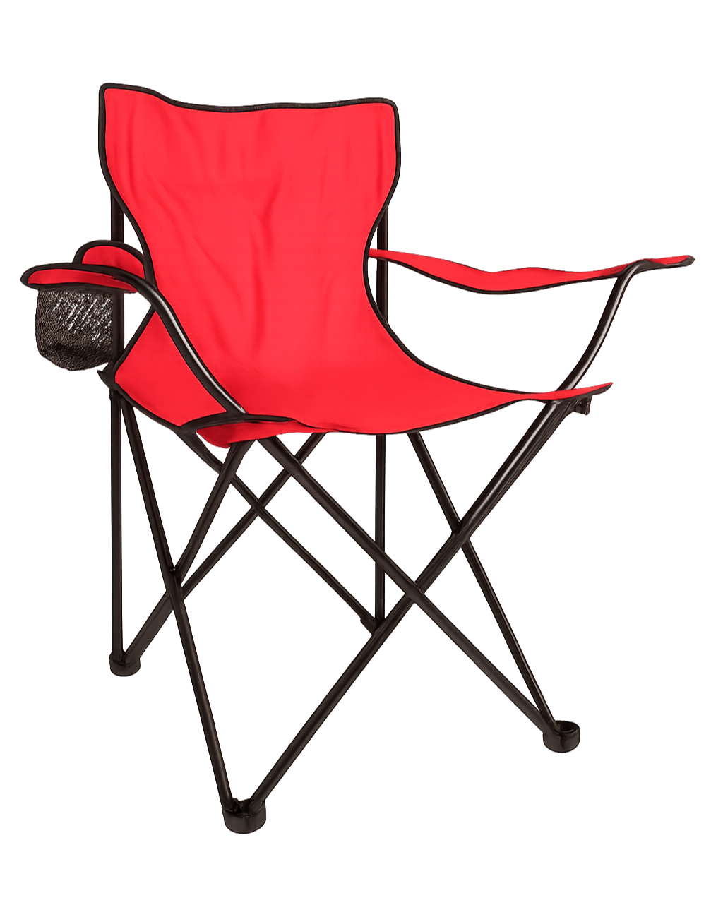 Rode Festivalzone.com Campingstoel Draaimolen Comfort met stevige armleuningen en een compact ontwerp.