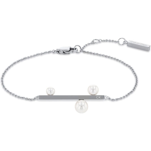 Minimalistische Calvin Klein ketting voor dames van sterling zilver met elegante parels.