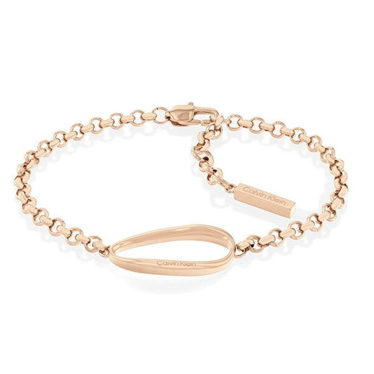Gouden Calvin Klein armband voor dames met tijdloos ontwerp en elegante schakelketting.