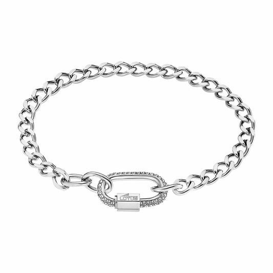 Zilverkleurige Lotus armband voor dames met flexibele siliconen schakelontwerp.