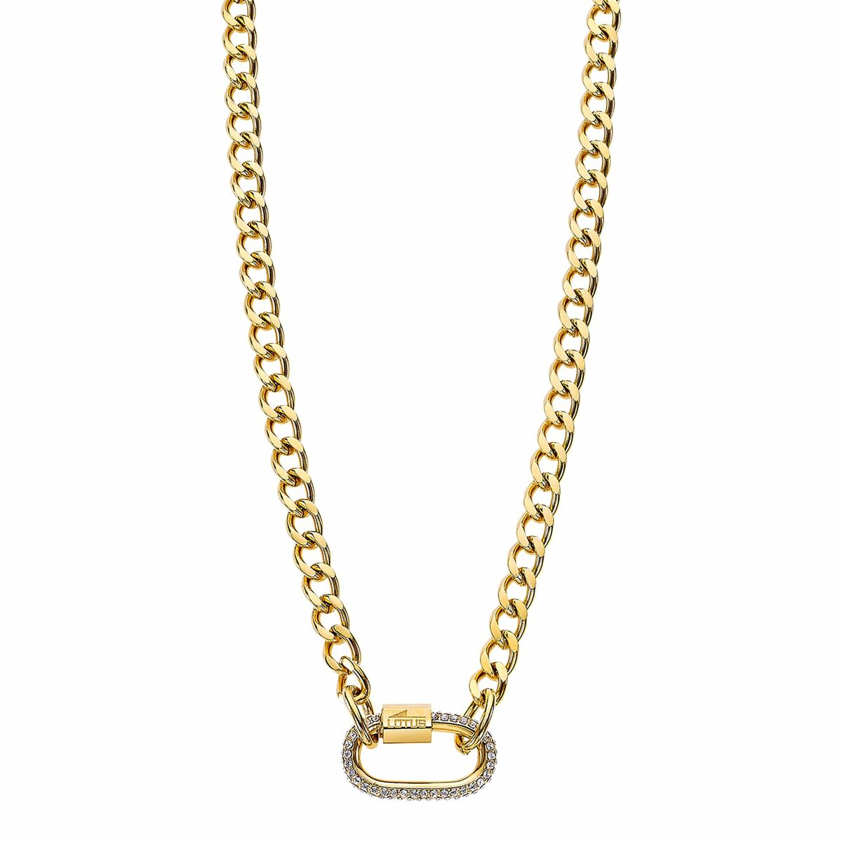 Gouden Lotus damesketting met elegante schakel en glinsterende sluiting.