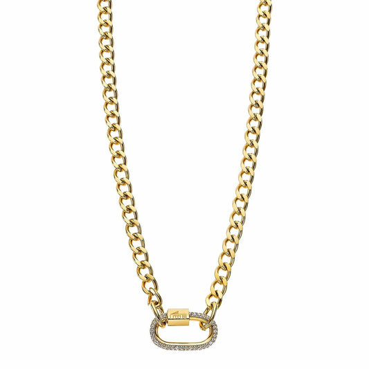 Gouden Lotus damesketting met elegante schakel en glinsterende sluiting.