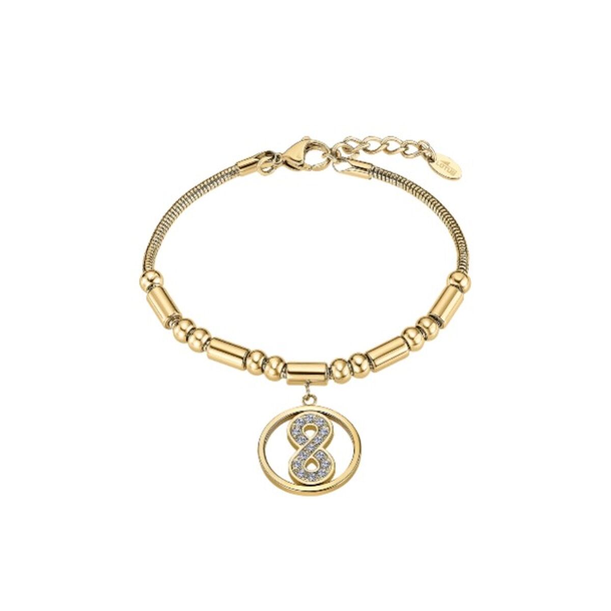 Gouden Lotus armband voor dames met elegante oneindigheidssymbool en verfijnde afwerking.