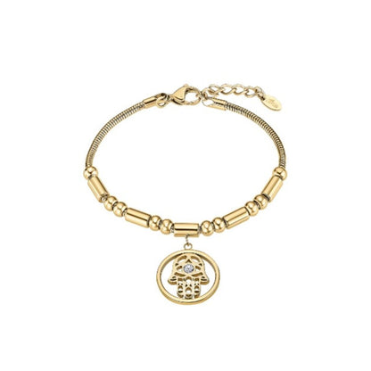 Gouden Lotus armband voor dames met elegant ontwerp en hangertje.