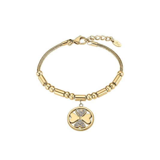 Gouden Lotus armband voor dames met elegante schijf en verfijnde afwerking.