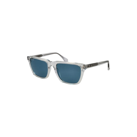 Trendy Web Eyewear zonnebril voor heren met blauwe glazen en transparante montuur.