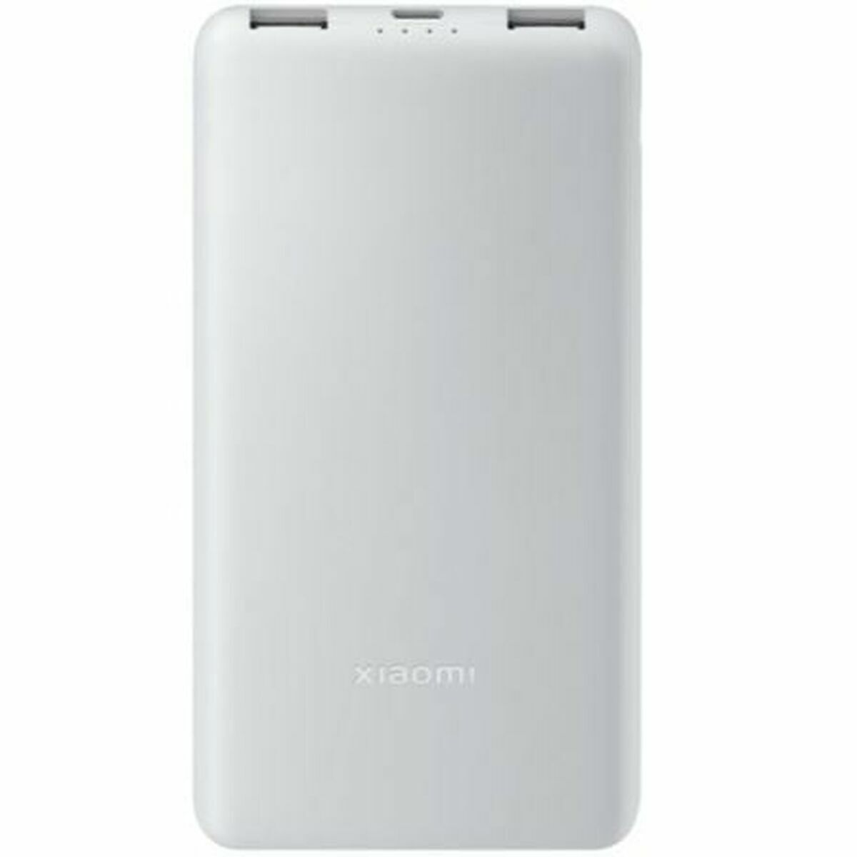 Detail van de witte Xiaomi Powerbank 10000mAh met een gladde afwerking en merklogo.