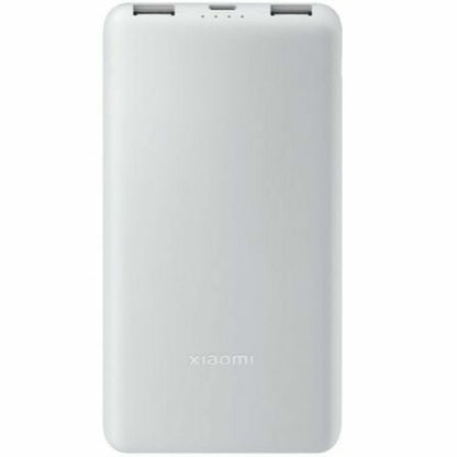 Detail van de witte Xiaomi Powerbank 10000mAh met een gladde afwerking en merklogo.