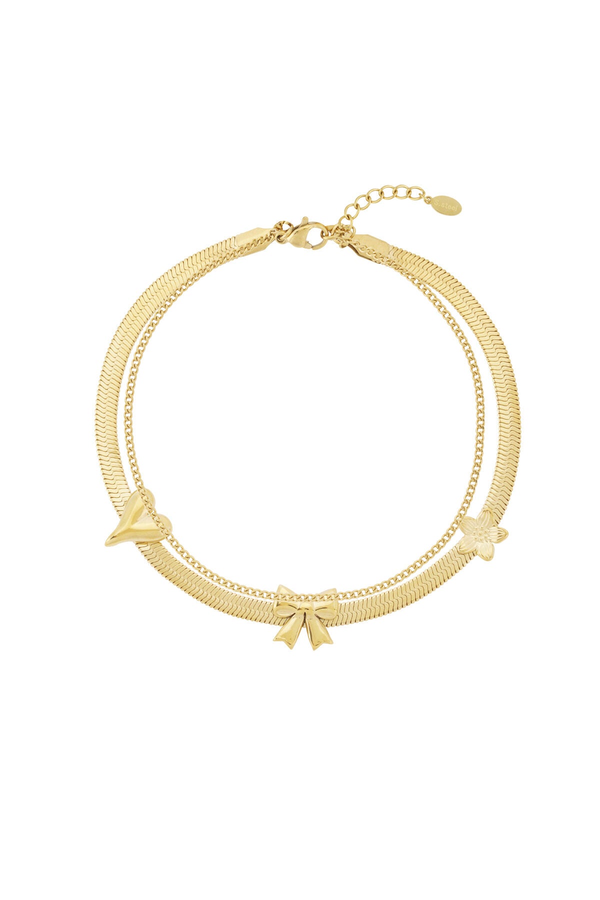 Charming Bow enkelband van Festivalzone.com, 14K goud met verstelbare sluiting.